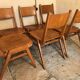 Set of 6 vintage wooden stackable chairs compass legs Germany 1960's