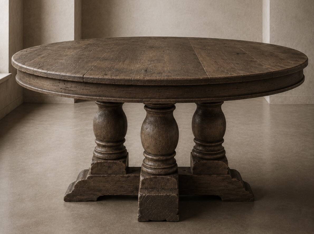 Table ronde à piétement tourné