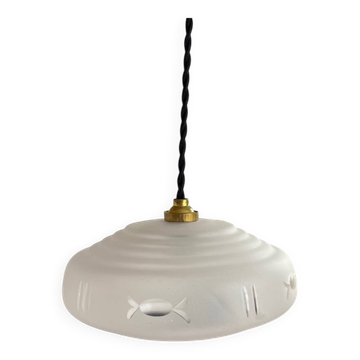 Suspension soucoupe verre translucide