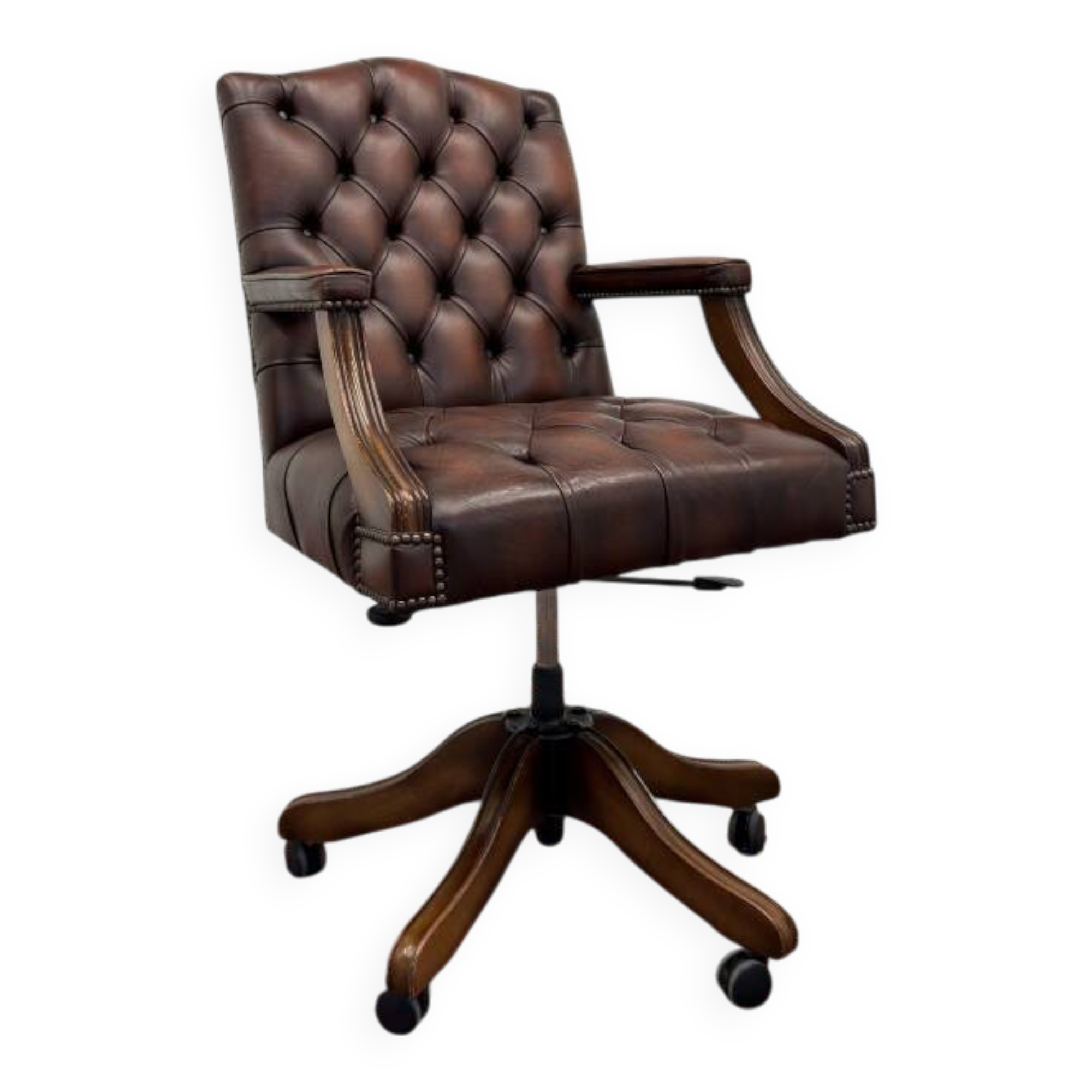 English Chesterfield Office Chair Oxblood