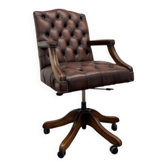 English Chesterfield Office Chair Oxblood
