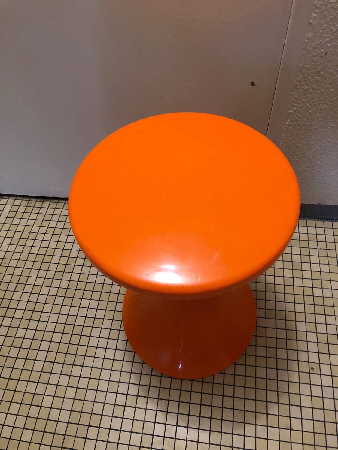 Vintage orange Tam Tam stool – Original stamp – 1970s