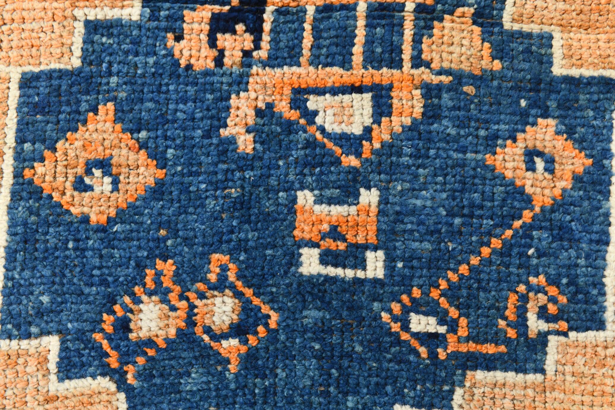 Tapis de couloir turc Orientel, orange délavé, bleu marine, 4 x 11, 105 x 339 cm, SK 23509