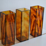 3 vases vintage 80's plexiglas écaille de tortue