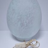 XL egg lamp white speckled glass design 70s H.37 cm