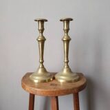 Pair of antique brass candlesticks Scandinavian countryside candlesticks