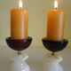 Pair of candlesticks in Crystal and onyx stone