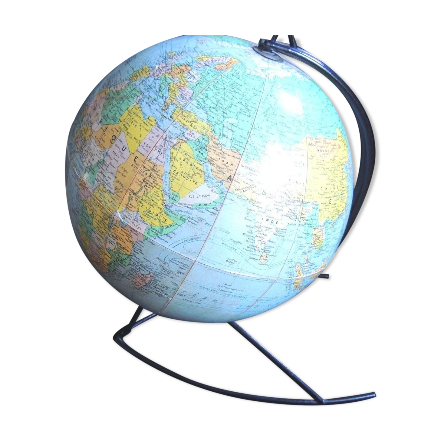 Globe earth base in metal Girard and Barrere Paris 1960