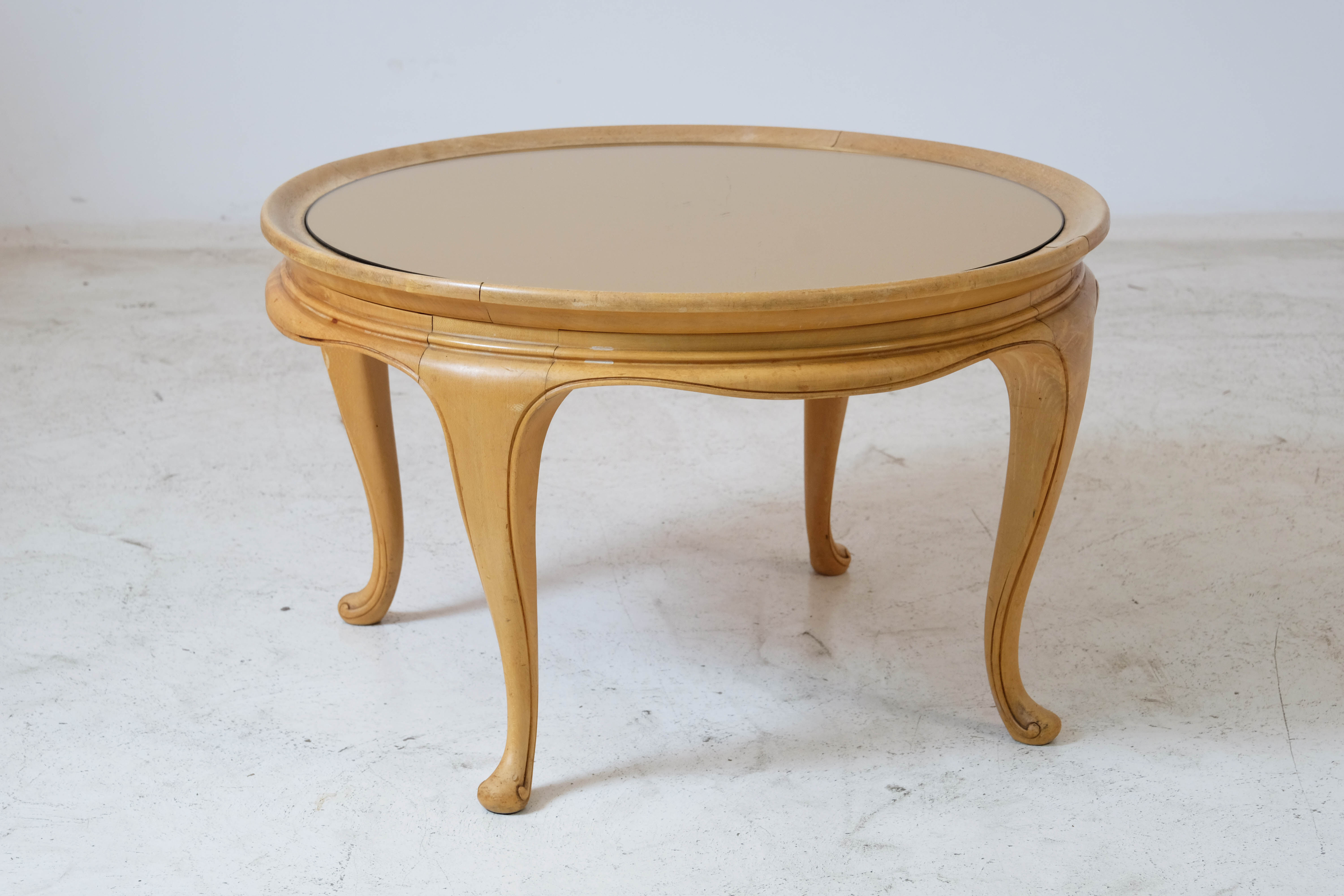Oak coffee table and mirror 1950