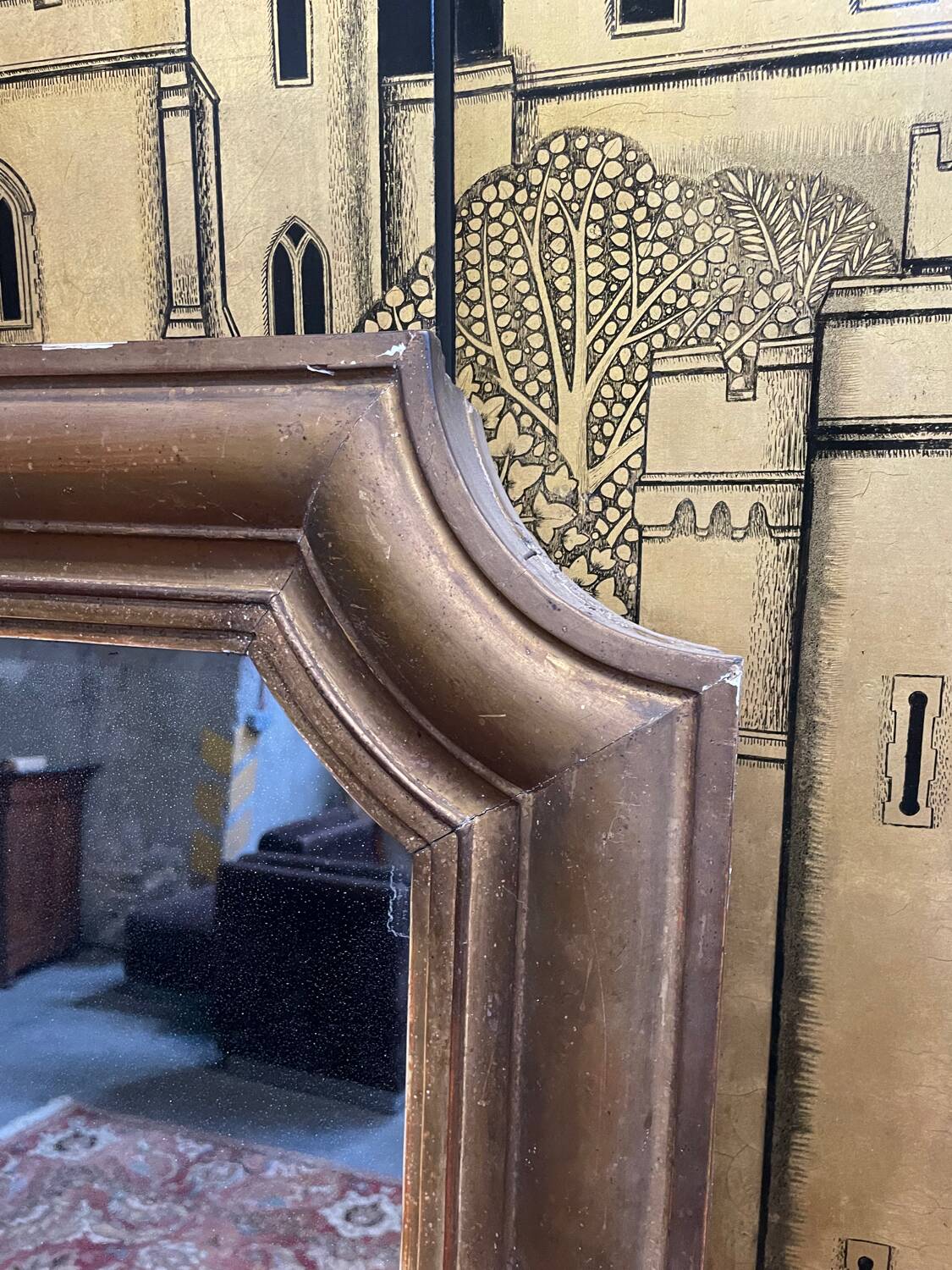 Louis Philippe Gendarme mirror with gold leaf