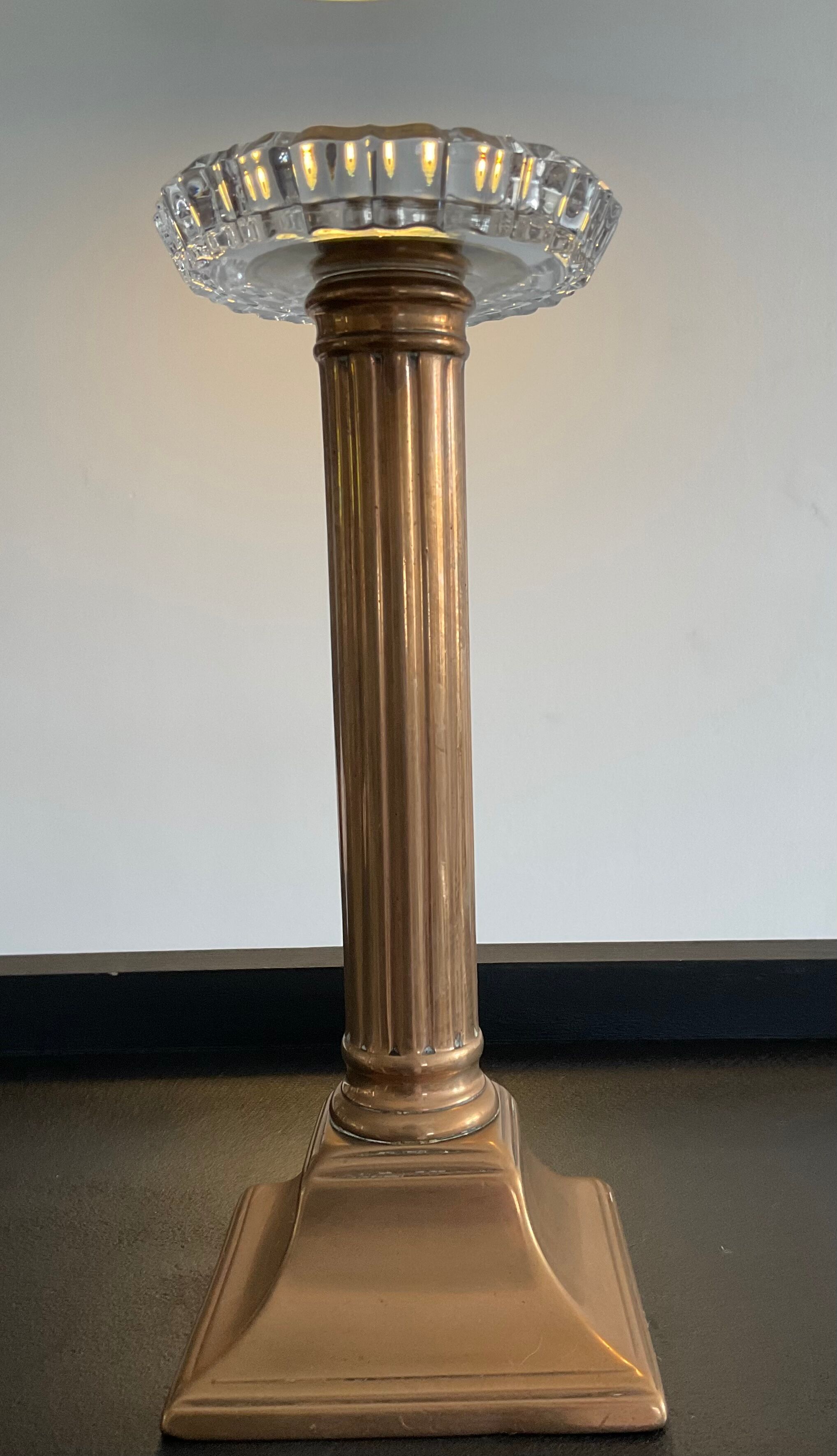 Baccarat crystal candle holder and copper