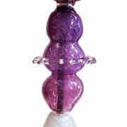 Set of three sculptural multicoloured glass floor lamps in a modernist style.