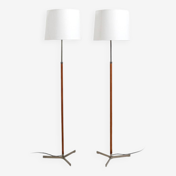 Lampadaires "Monolith" en cuir et acier par Jo Hammerborg