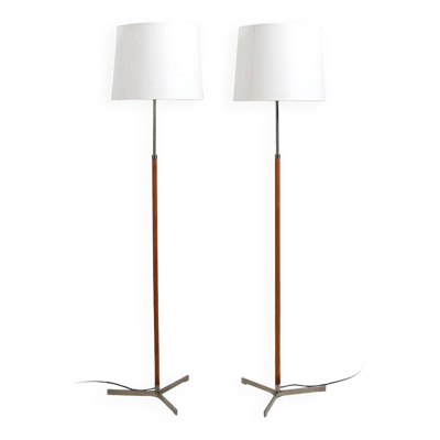 Lampadaires ''Monolith'' en cuir et acier par Jo Hammerborg
