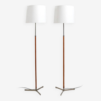 Leather and Steel "Monolith" Floor Lamps by Jo Hammerborg