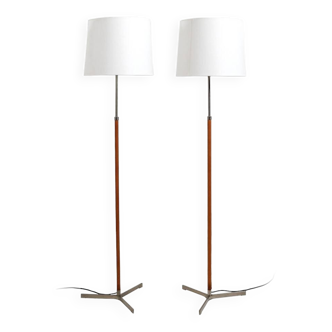 Leather and Steel "Monolith" Floor Lamps by Jo Hammerborg