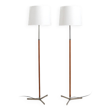 Leather and Steel "Monolith" Floor Lamps by Jo Hammerborg
