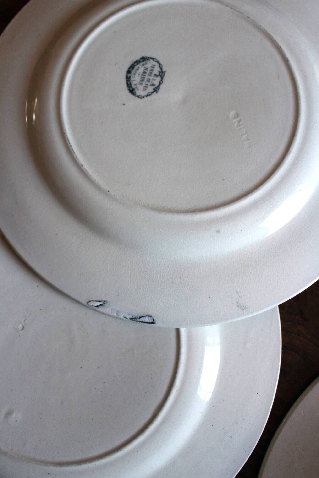 A set of 6 flat plates Terre de Fer Guirlandes Louis XVI Salins