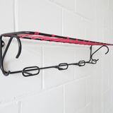 Minimalist wall coat rack in string design in black and red