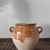 Yellow stoneware confit pot