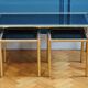 Bamboo brass and smoked glass trio of tables