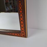 1960s Czechoslovak Mid-Century Wooden Mirror with Graphic Frame Detail