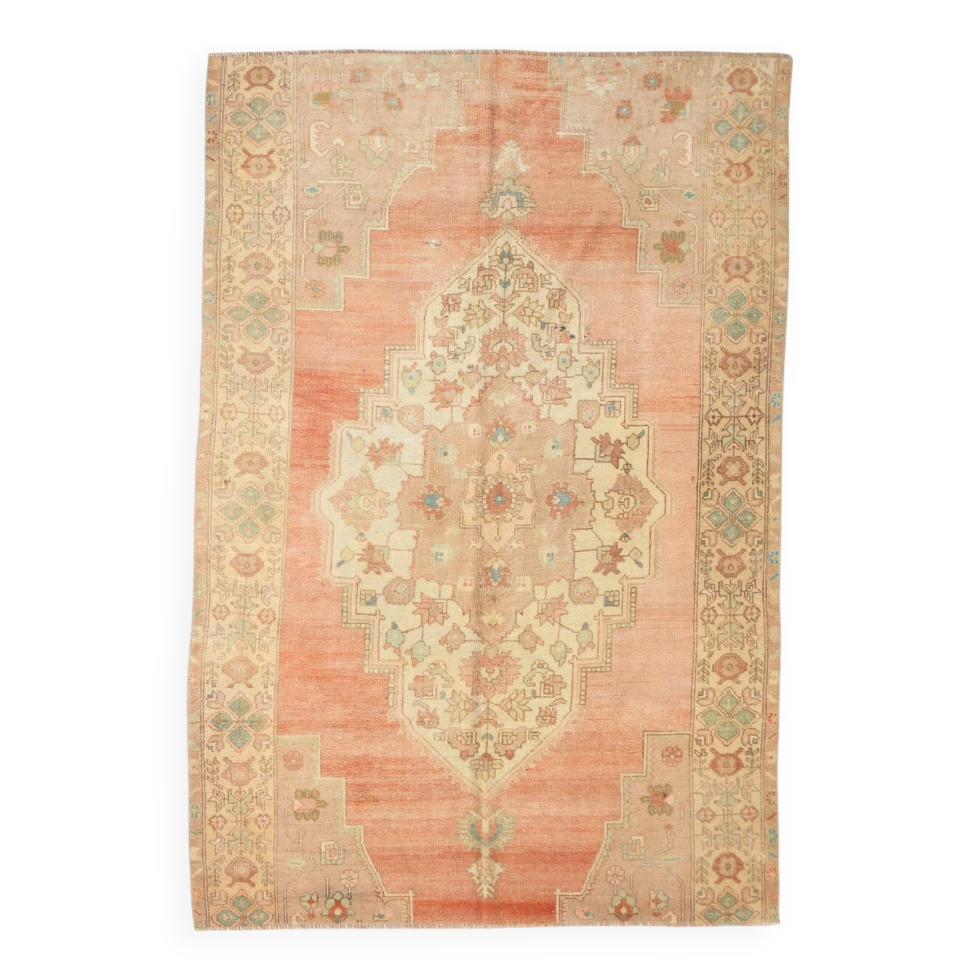 5x8 Peach Red Cream Turkish Rug, 240x164Cm SK 19201