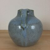 Blue ceramic ball vase signed