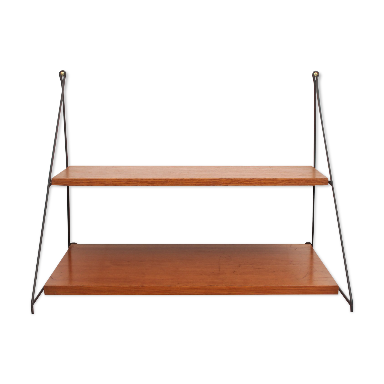 1960s triangle wall unit in teak and metal