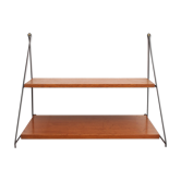 1960s triangle wall unit in teak and metal