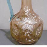 Emaille glass service a liqueur carafe and glasses