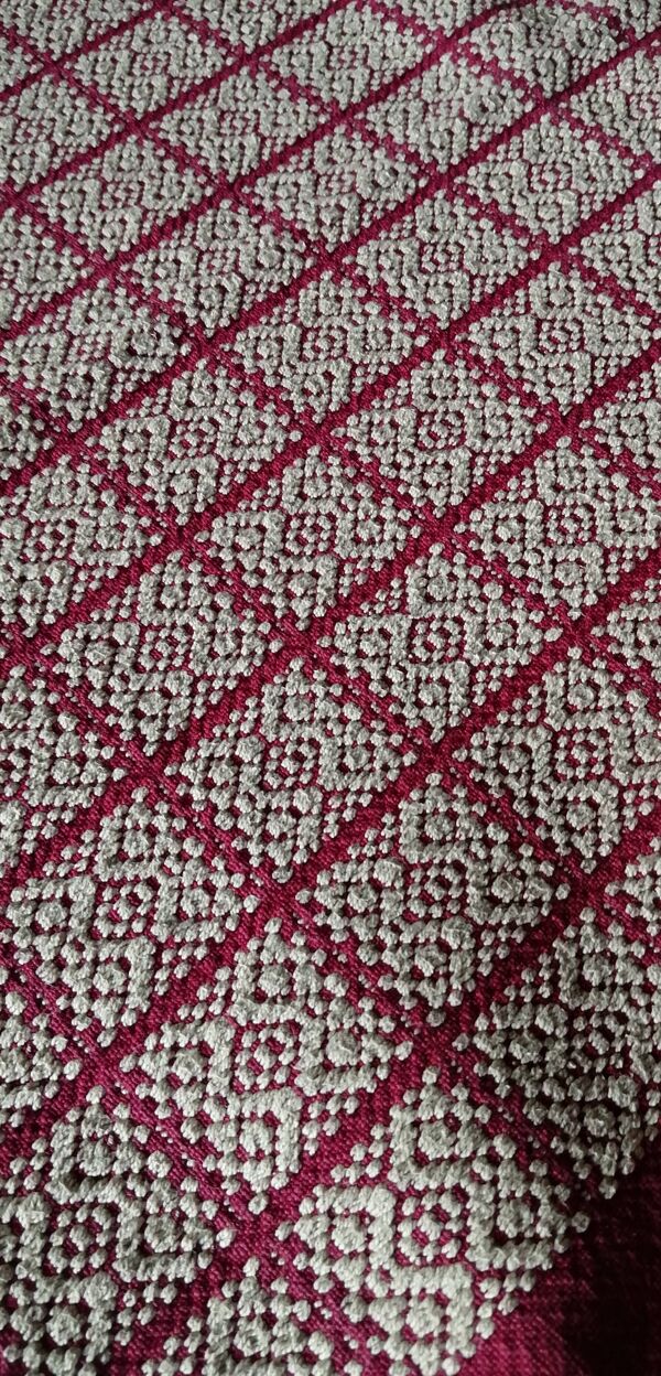 Nappe et 8 serviettes brodées basque ancienne rouge bordeaux