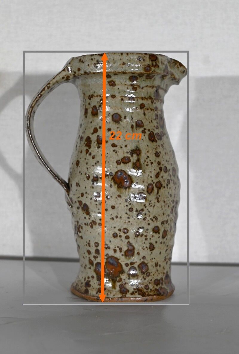 Enamelled stoneware pitcher, signed G. Tiffoche – XXth