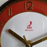 Vintage formica clock silent wall clock "Jaz white orange"