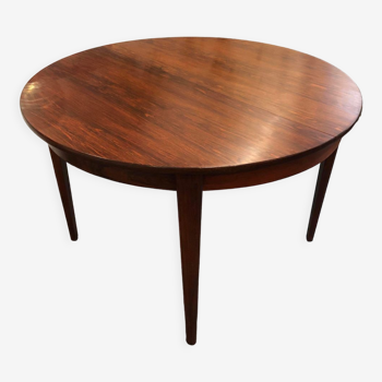 Table ronde extensible scandinave en palissandre, années 1960