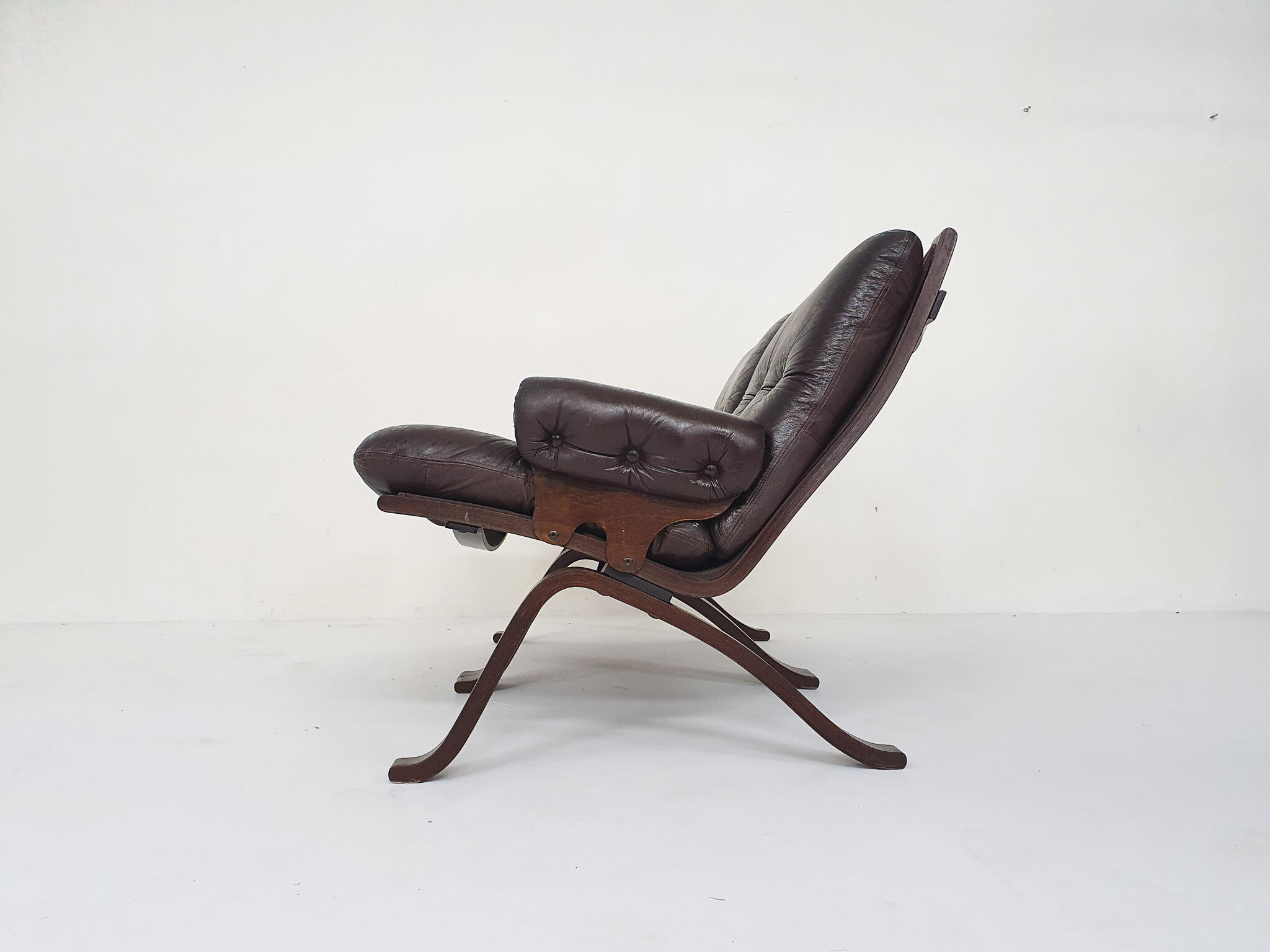 Brown leather two-seater sofa, Norway 1970's