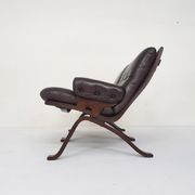 Brown leather two-seater sofa, Norway 1970's