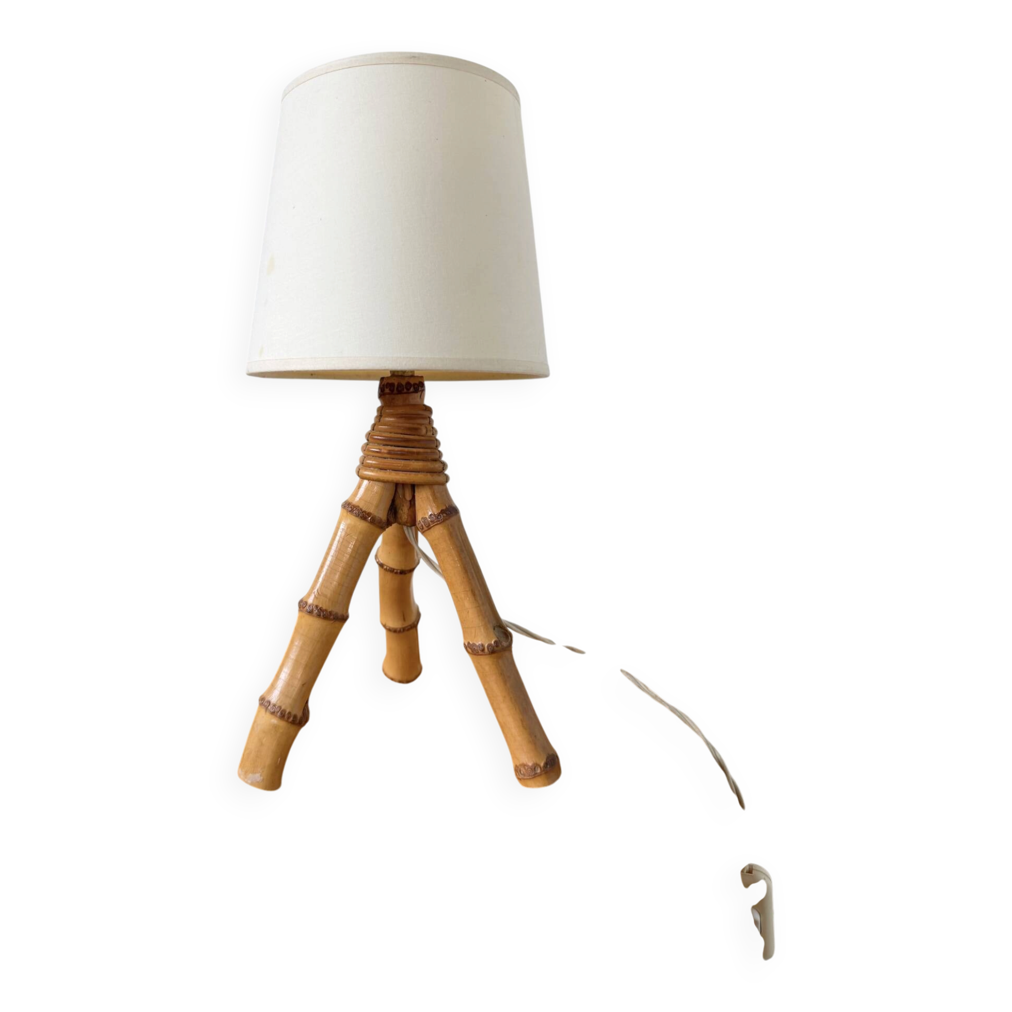 1960s rattan desk or table lamp
