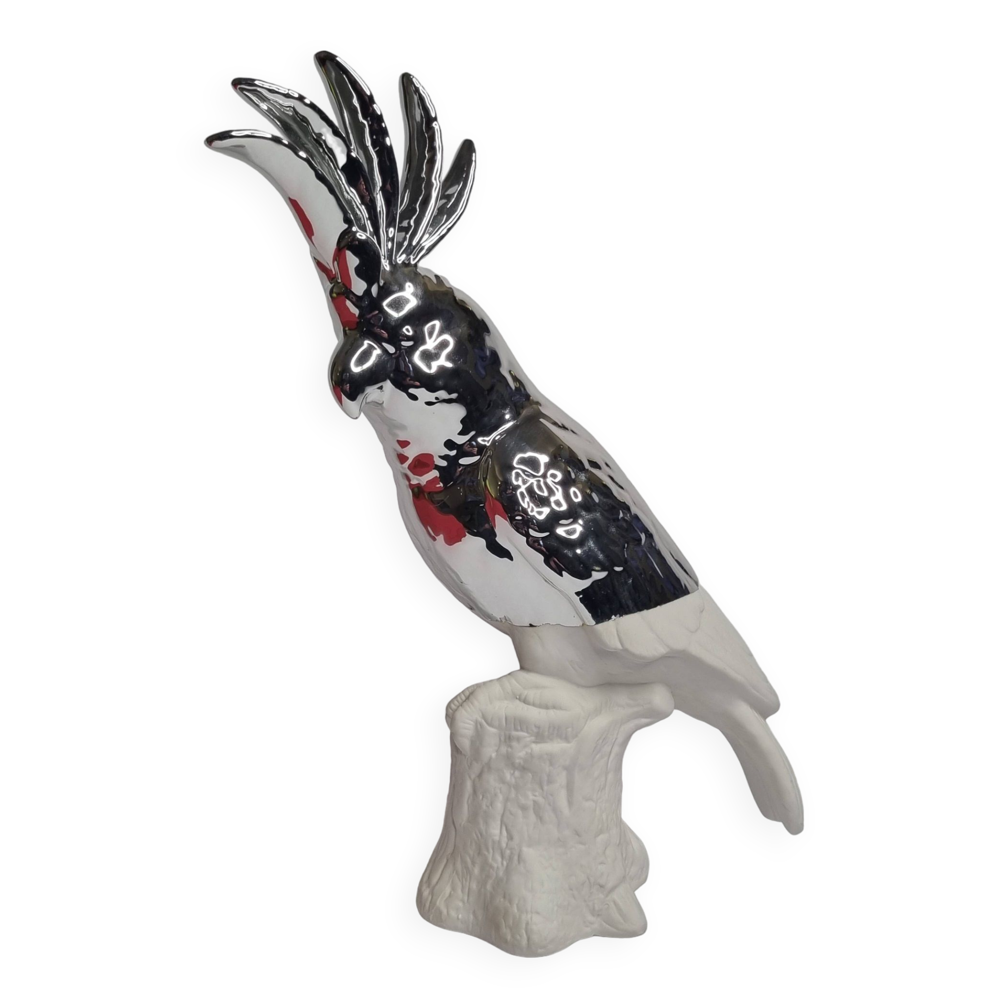 Cockatoo sculpture in biscuit porcelain, Pols Potten, 33 cm
