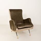 Italian velevet mid century lounge chair in the style of Marco Zanuso, 1960