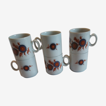 6 vintage winterling bavaria porcelain cups