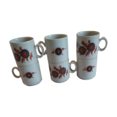 6 tasses vintage en porcelaine de bavière winterling