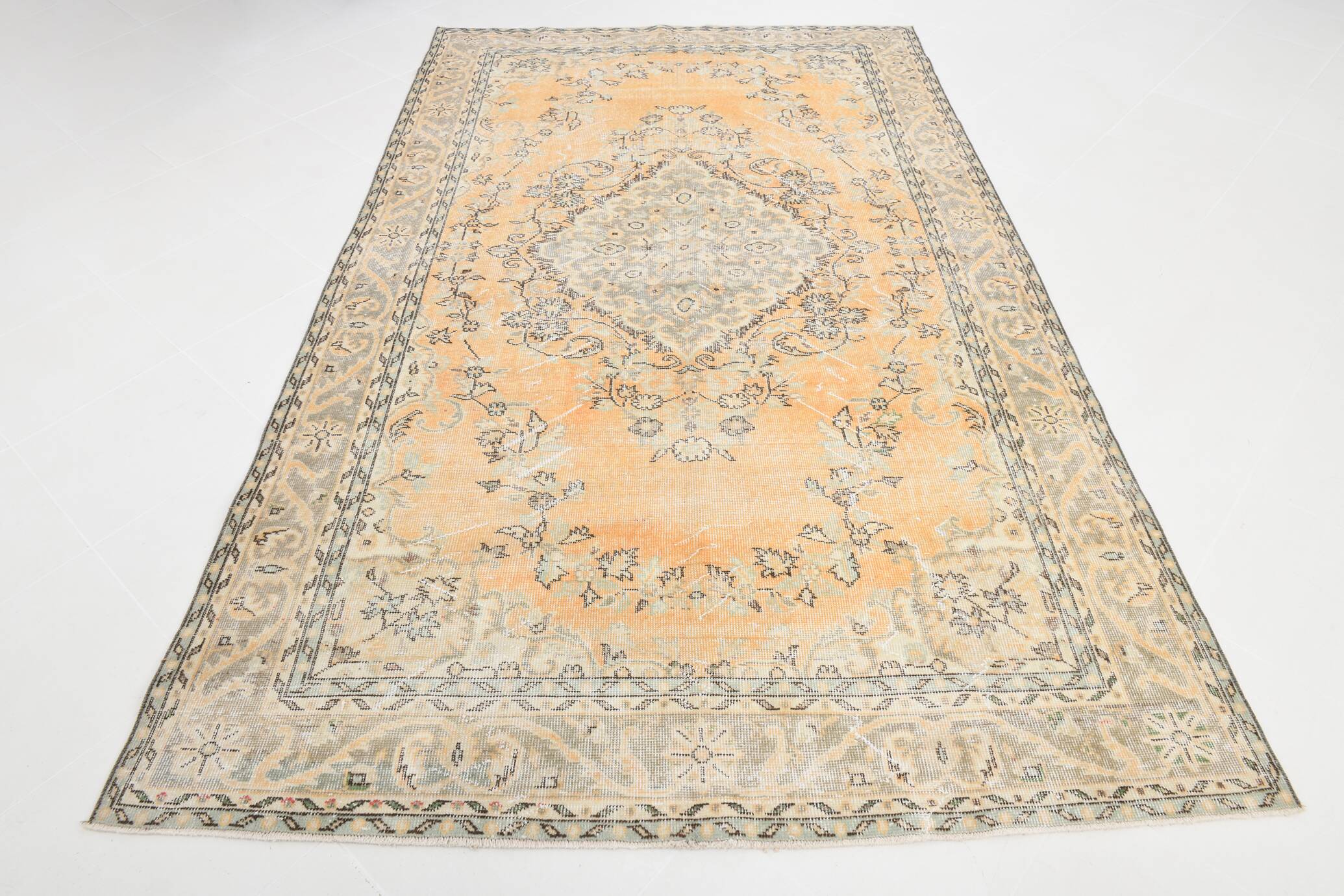 Mustard Yellow Decorative Classic Persian Vintage Rug, 180x299 Cm