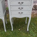 Pair of Louis XV style bedside tables with 3 drawers, Luxembourg green