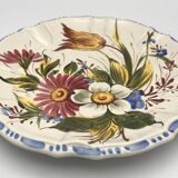 Earthenware wall plate signed bassano, italy, polychrome floral painting decoration