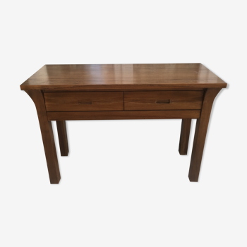 Contemporary-style exotic wooden console