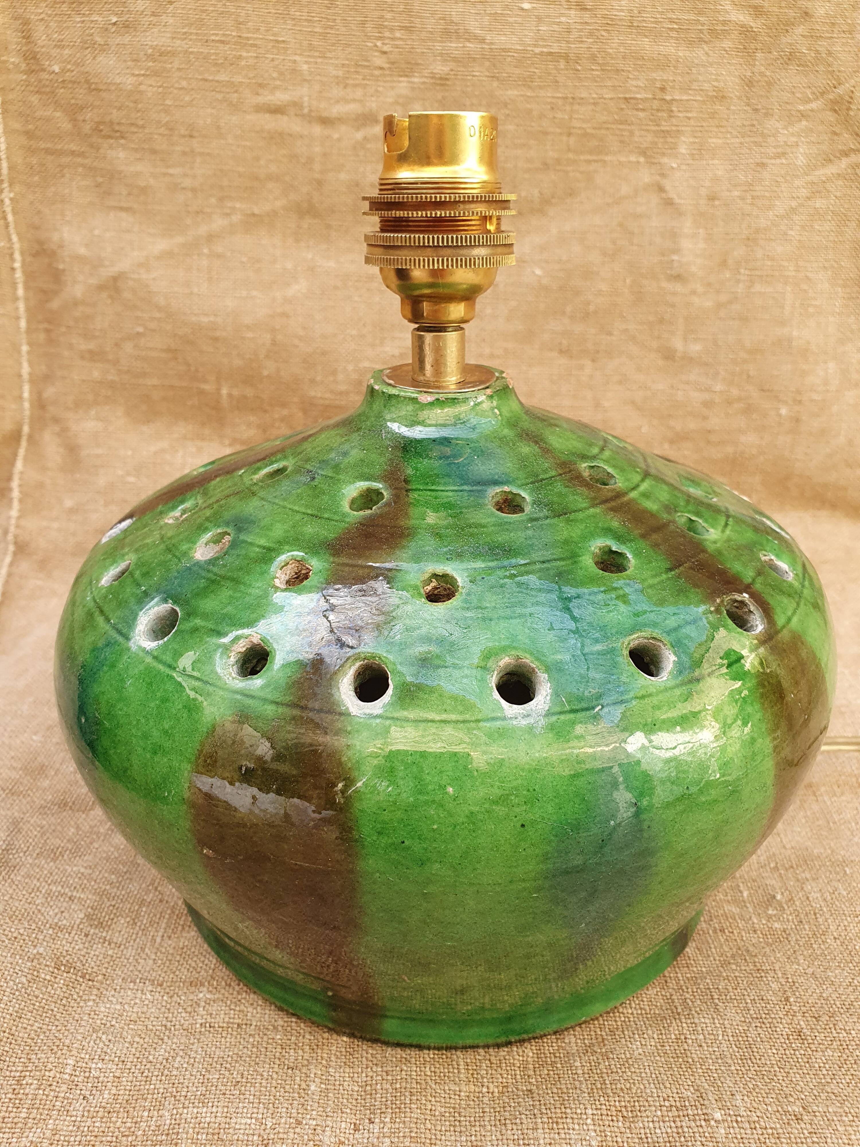 Glazed terracotta lamp