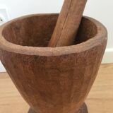 Imposing solid wood pestle and mortar