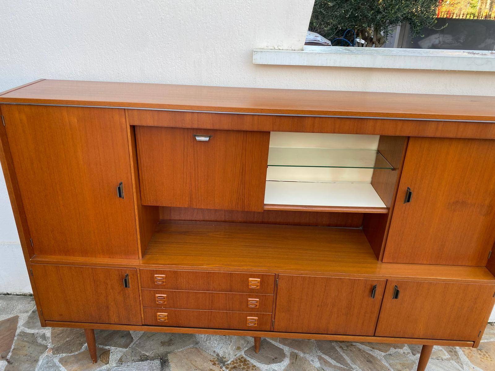 Living Scandinavian teak sideboard, 1950s