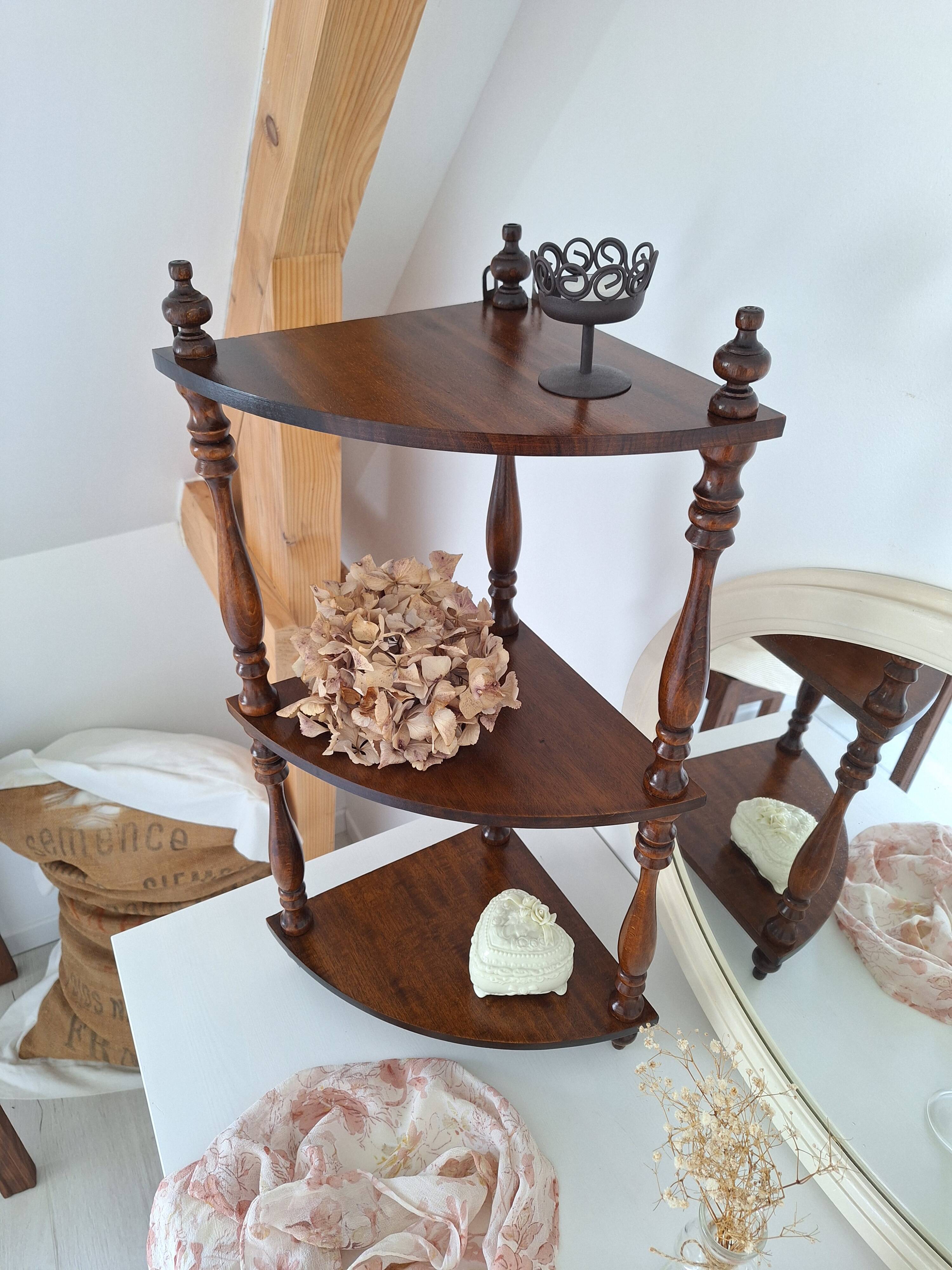 1970s wooden corner shelf